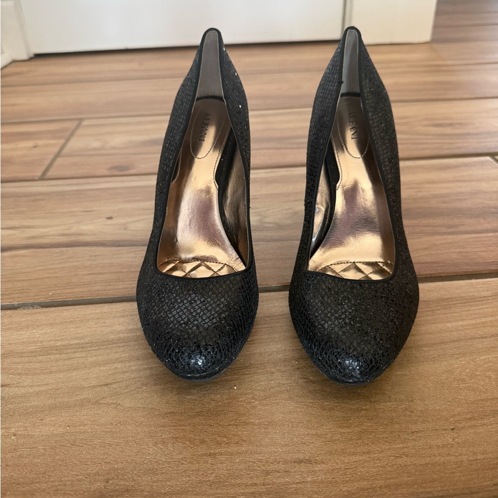 Alfani Black Glitter Round-Toe Pump
